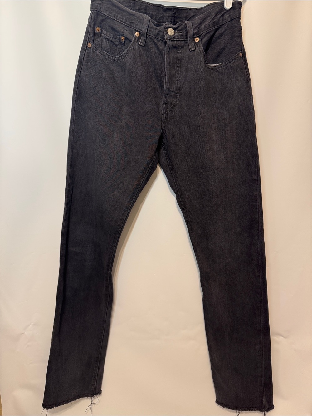 Levi's 501 Original Fit Faded Black Raw Hem Jeans W27 L32